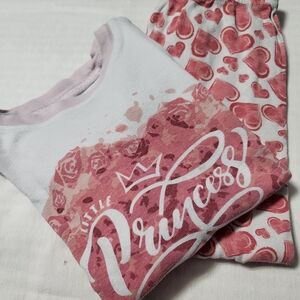 Little Princess Heart Pajama Set - Pink and White